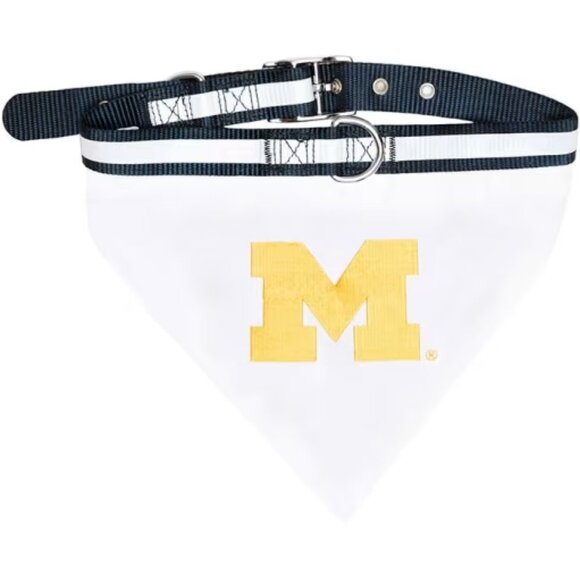 University of Michigan Reflective Dog collar with attached bandana NEW - Picture 1 of 8